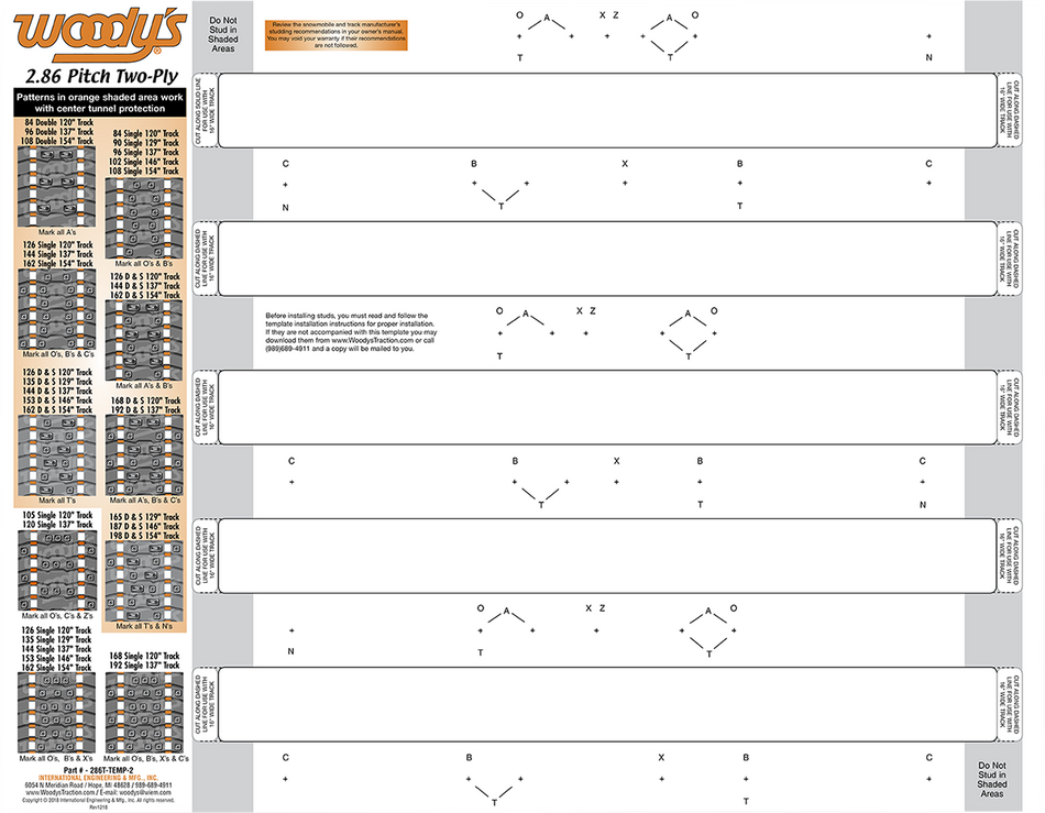 WOODY'S 2-Ply Track Template - 2.86 Pitch 286T-TEMP-2