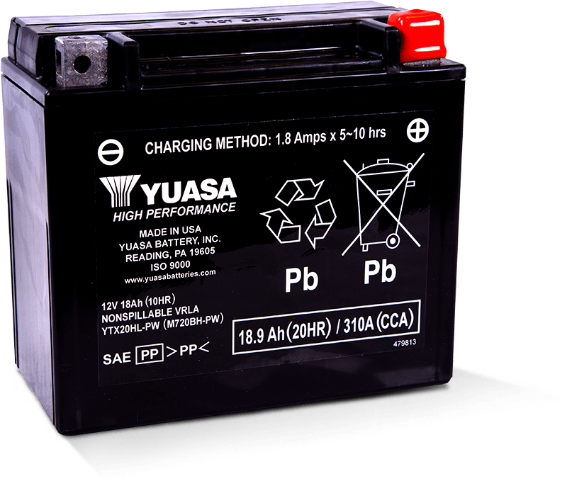 Yuasa YTX20HL-PW Maintenance Free AGM 12 Volt Battery YUAM720BH-PW