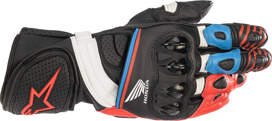 Guantes ALPINESTARS Honda GP Plus R v2 - Negro/Rojo brillante/Azul - Pequeño 3556321-1317-S 