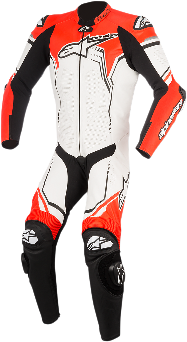 ALPINESTARS GP Plus v2 1-Piece Leather Suit - White/Black/Red Fluorescent - US 48 / EU 58 3150518-233-58