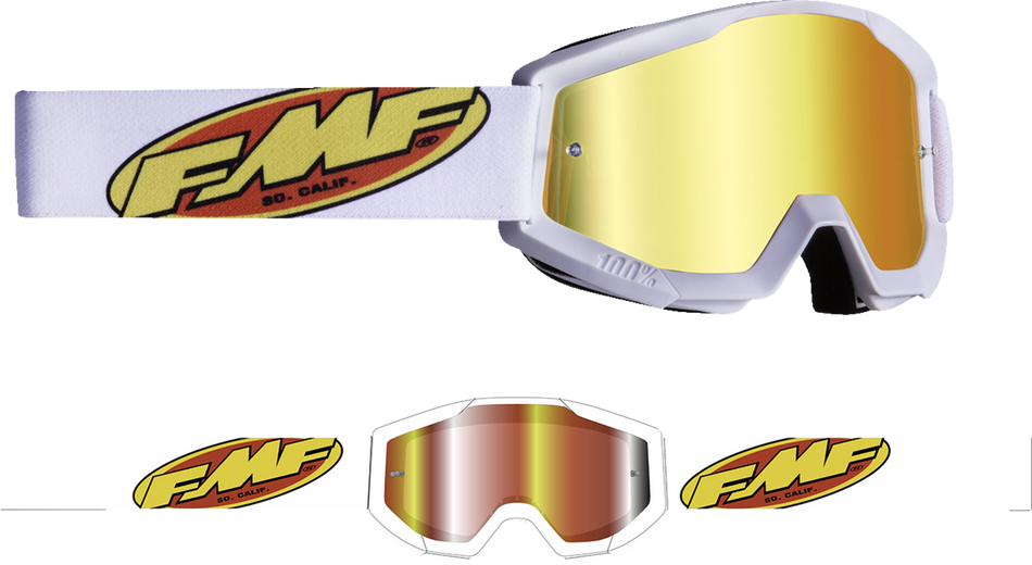 FMF PowerCore Goggles - Core - White - Red Mirror F-50051-00005 2601-3184