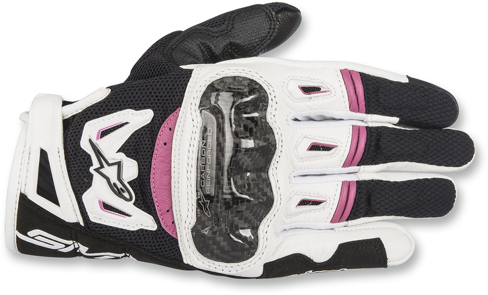 Guantes ALPINESTARS Stella SMX-2 Air Carbon V2 - Negro/Blanco/Fucsia - Grande 3517717-1239-L