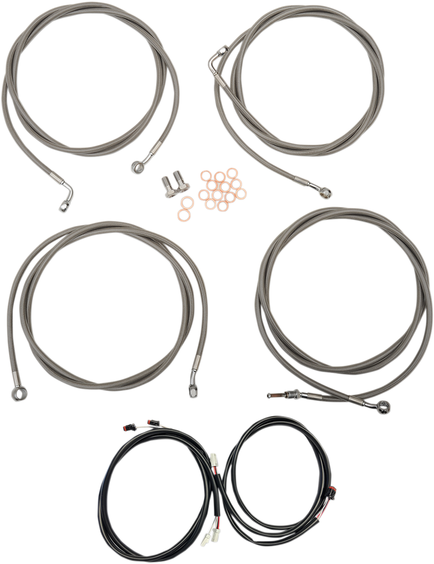 LA CHOPPERS Cable Kit - 18" - 20" Ape Hanger Handlebars - Stainless LA-8054KT3-19