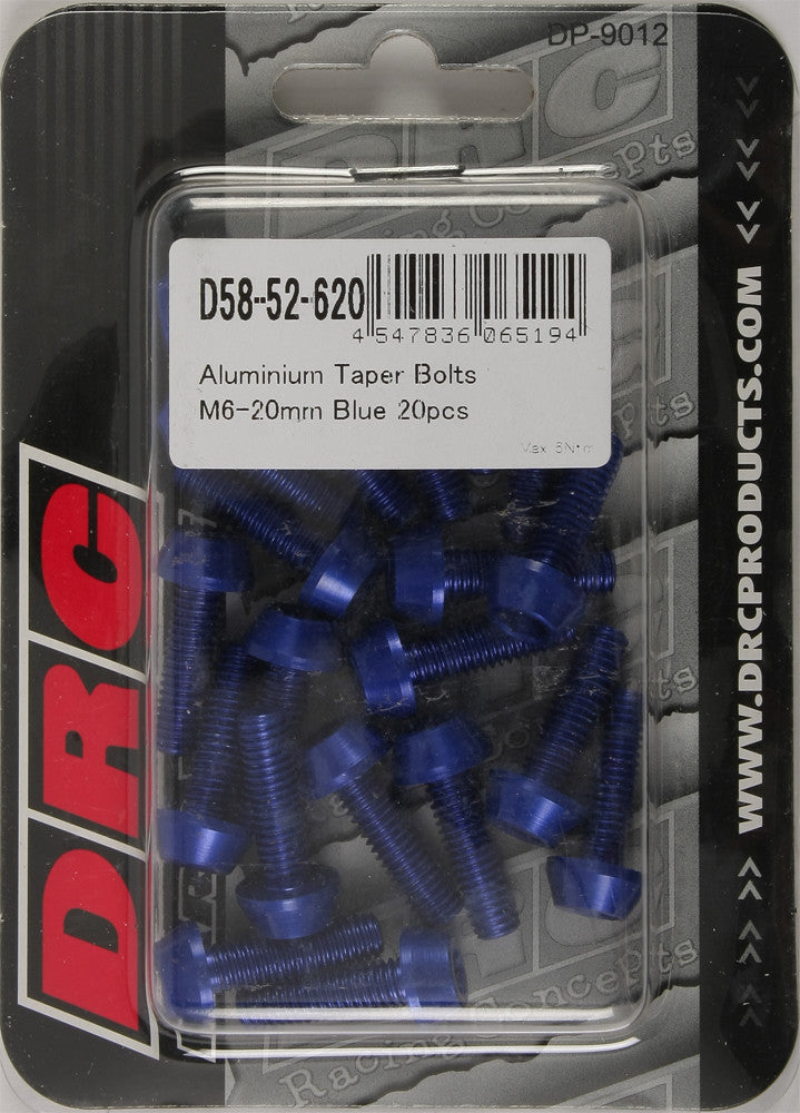 DRC Aluminium-Kegelschrauben, Blau, M6 x 20 mm, 20/Packung, D58-52-620