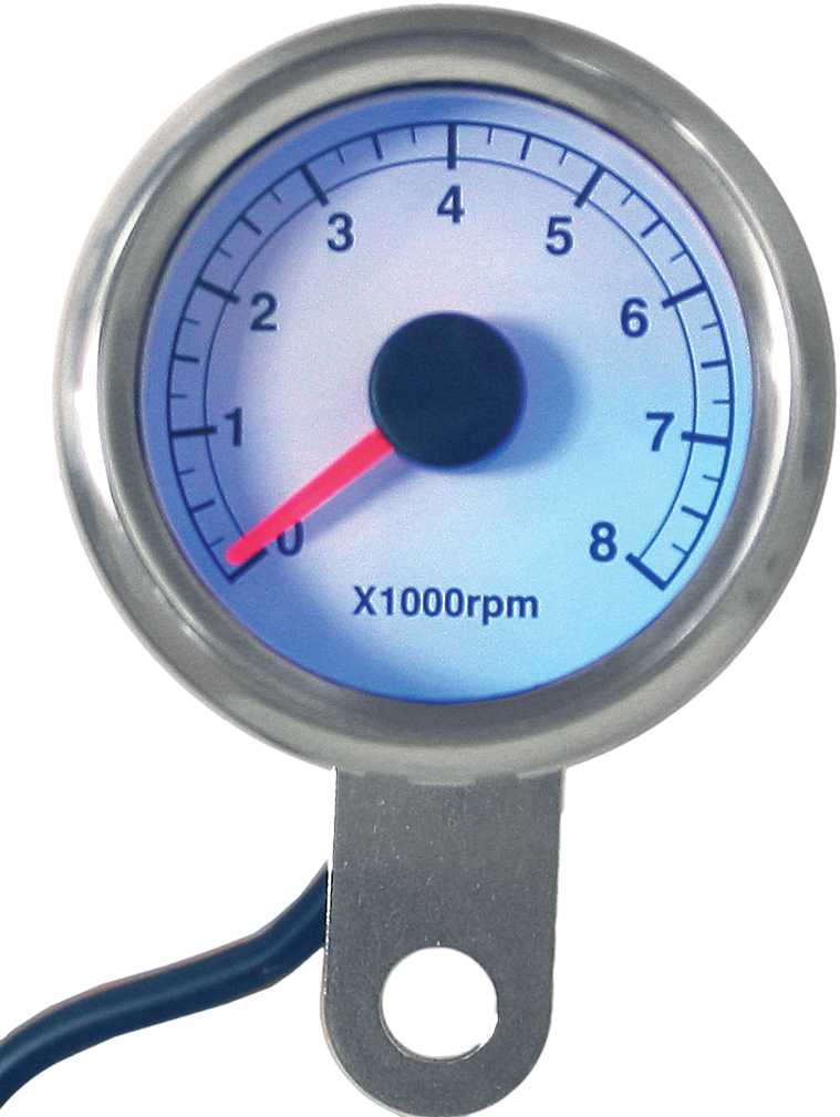 HARDDRIVE 48mm Mini Tachometer 8000 Rpm White Face 21-6911W