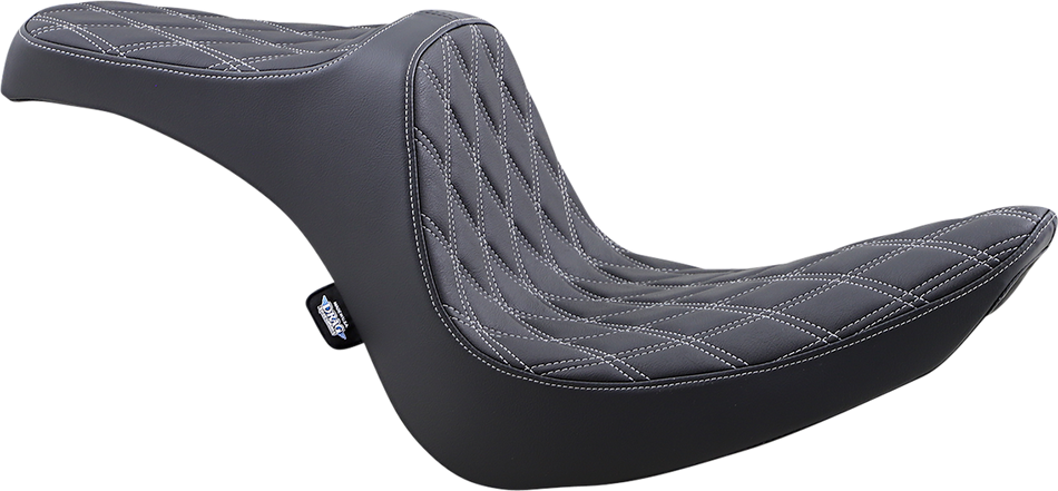 DRAG SPECIALTIES Predator III Seat - Double Diamond - Black w/ Silver Stitching - Softail '06-'17 8021439