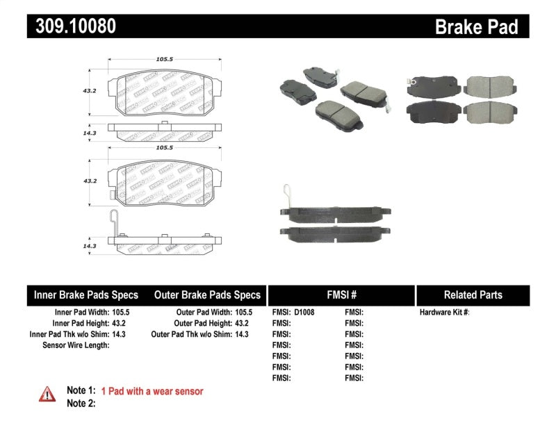 StopTech Performance 04-07 RX-8 Rear Pads 309.1008