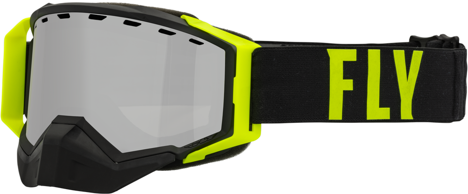 FLY RACING Zone Pro Snw Goggle Blk/Hi-Vis W/Silver Mir/Plrzd Smoke Lens 37-50335