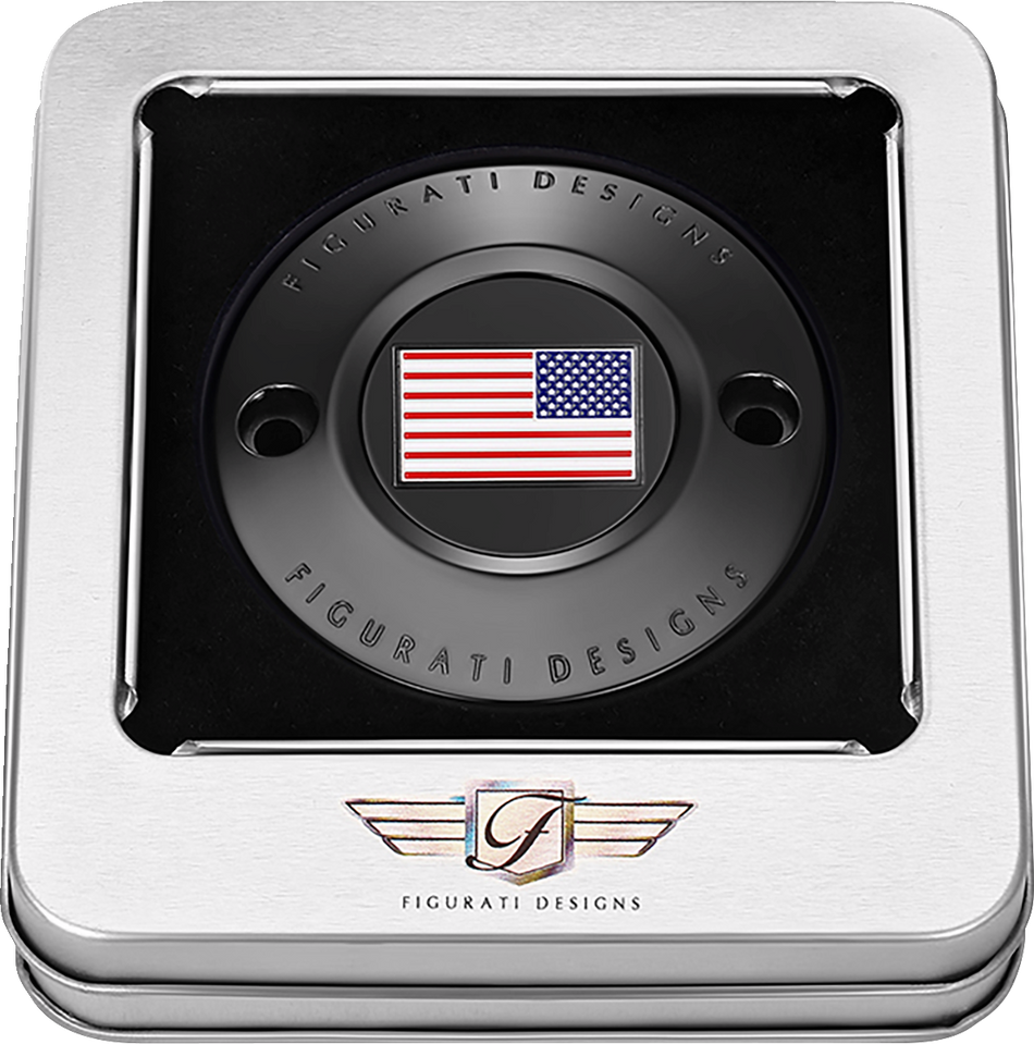 FIGURATI DESIGNS Timing Cover - 2 Hole - American - Black FD21R-TC-2H-BLK