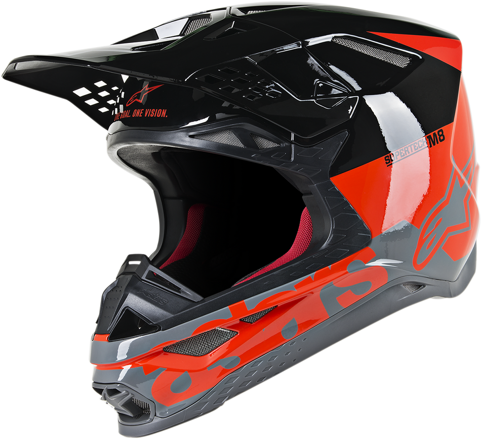 ALPINESTARS Supertech M8 Helmet - Radium - MIPS - Red Fluo/Black/Mid Gray Glossy - XL 8301519-3183-XL