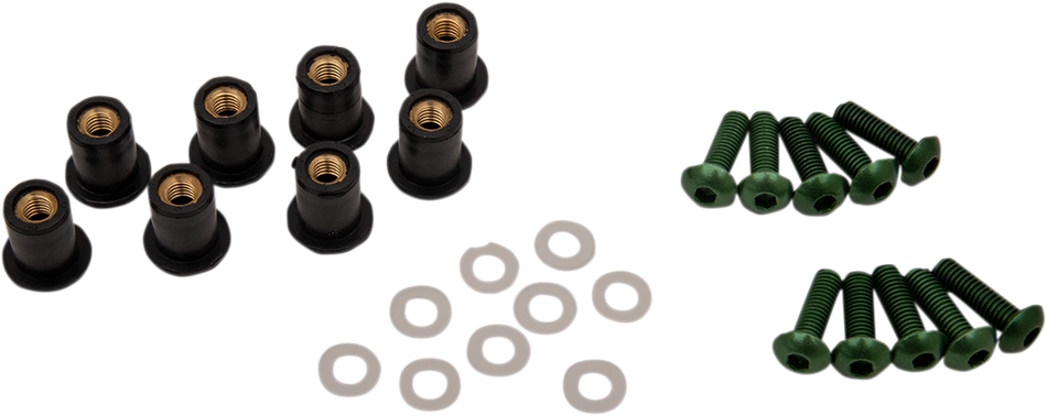 PUIG HI-TECH PARTS Windscreen Screw Kit - Green 0957V