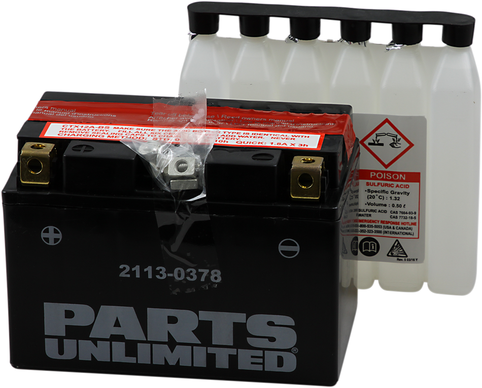 Parts Unlimited Agm Battery - Ytx12a-Bs Ctx12a-Bs