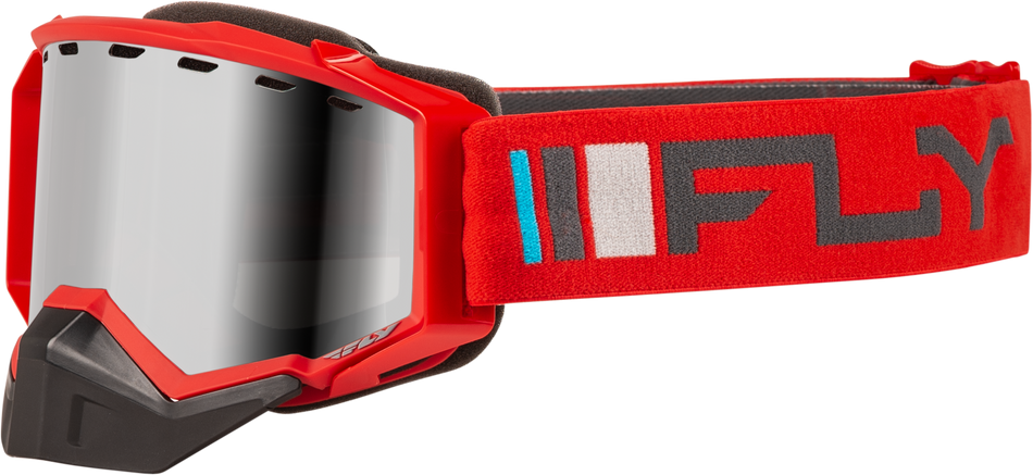 FLY RACING Zone Snow Goggle Red/Charcoal W/ Silver Mirror/Smoke Lens FLB-24Z4