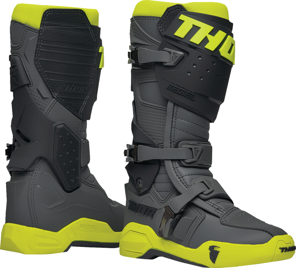 THOR Radial Boots - Gray/Fluorescent Yellow - Size 9 3410-2747