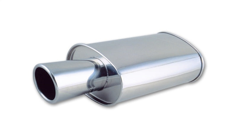 Vibrant StreetPower Oval Muffler with 4in Round Tip Angle Cut Rolled Edge - 2.5in inlet I.D. 1046