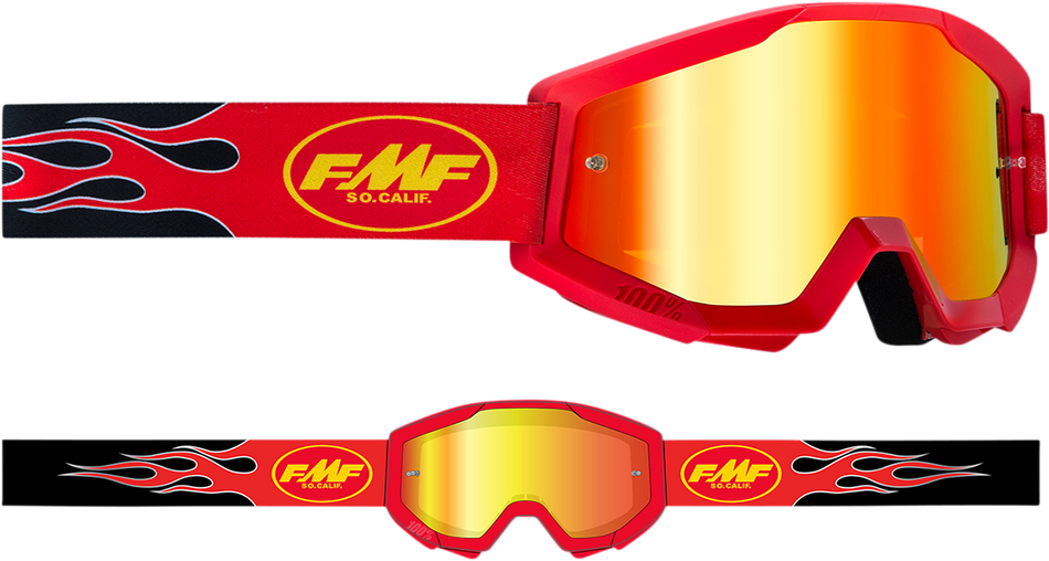 FMF Youth PowerCore Goggles - Flame - Red - Red Mirror F-50055-00004 2601-3021