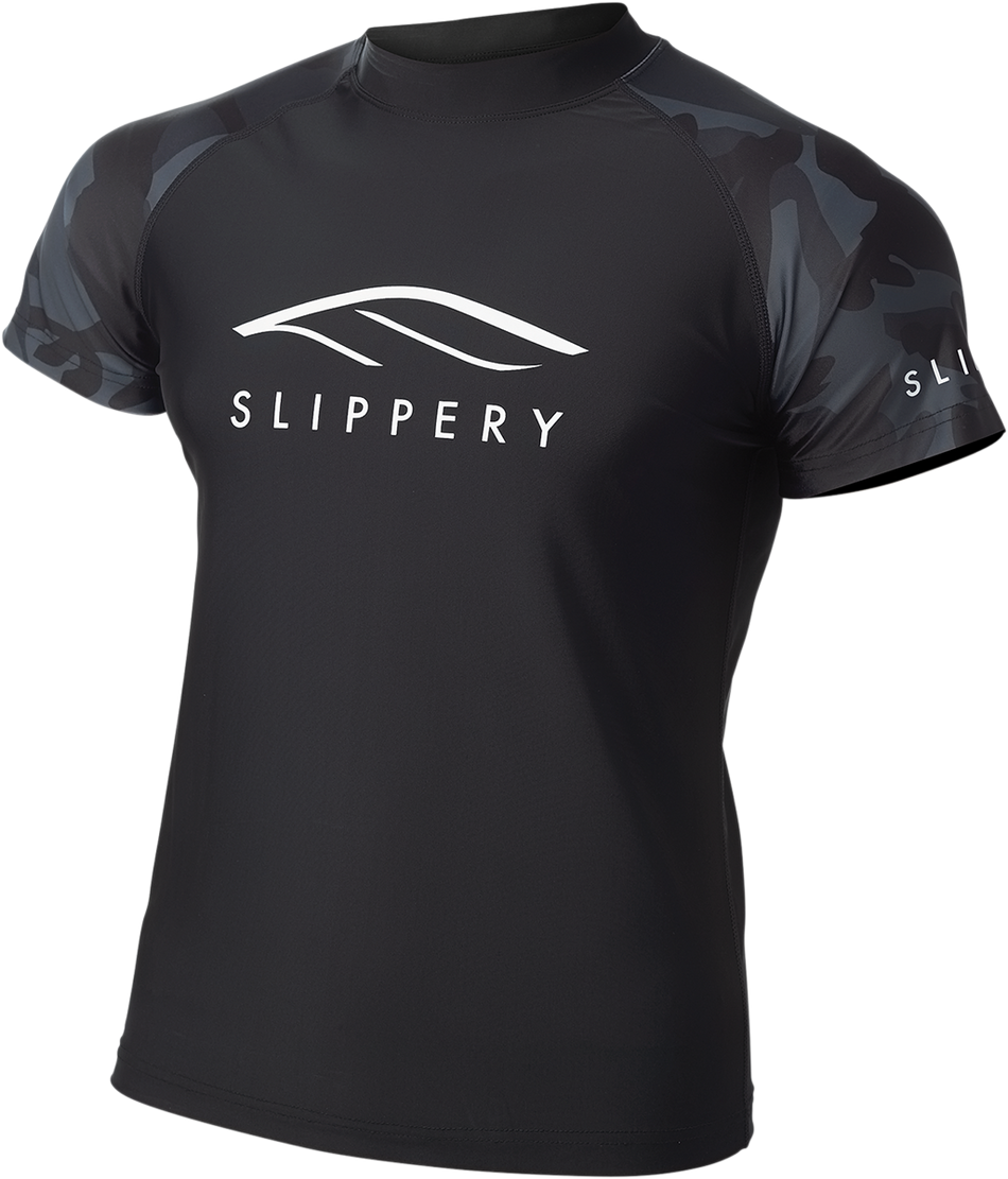 SLIPPERY Rashguard Short Sleeve Underwear - Black/Camo - Large 3250-0138