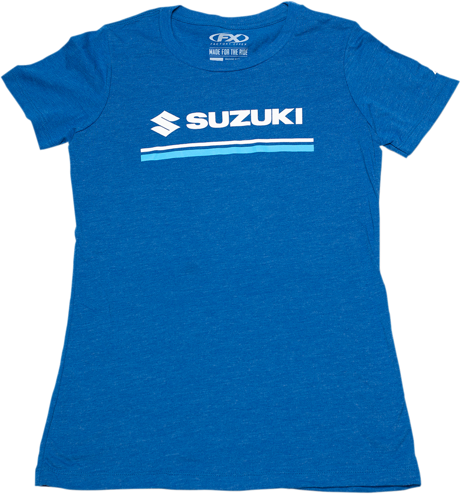 FACTORY EFFEX Women's Suzuki Stripes T-Shirt - Royal Blue - Small 22-87430