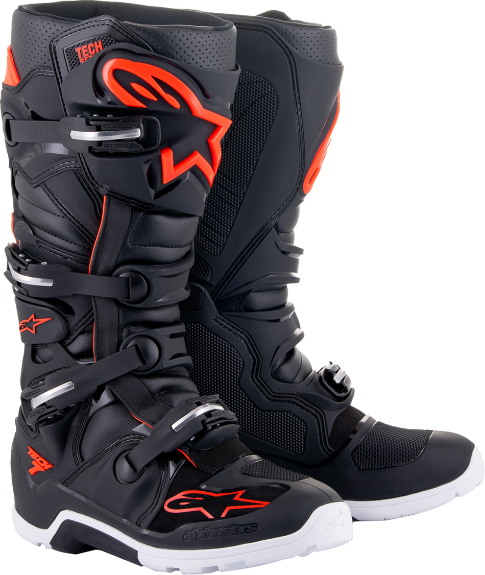 Botas de enduro ALPINESTARS Tech 7 - Negro/Rojo fluorescente - US 10 2012114-1030-10