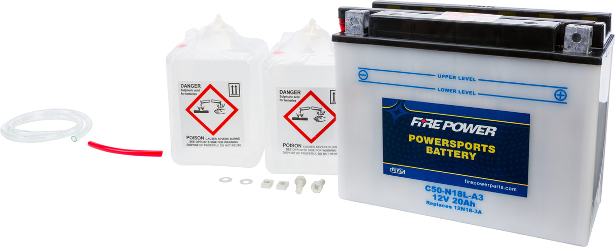 FIRE POWER Battery W/Acid C50-N18l-A3 12v Heavy Duty C50-N18L-A3