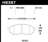 Hawk 06-09 350z/ 05-08 G35 w/o Brembo Performance Ceramic Street Front Brake Pads KHB387Z.547