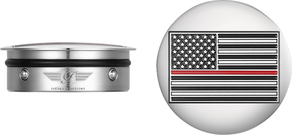 FIGURATI DESIGNS Swing Arm Covers - Red Line American Flag - Custom - Reversed FD73-AFRL-SS