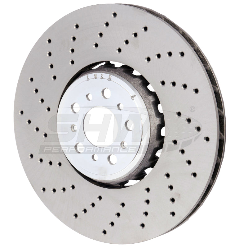 SHW 18-21 BMW M5 4.4L Left Front Cross-Drilled Lightweight Brake Rotor (34117991101) BFL42501