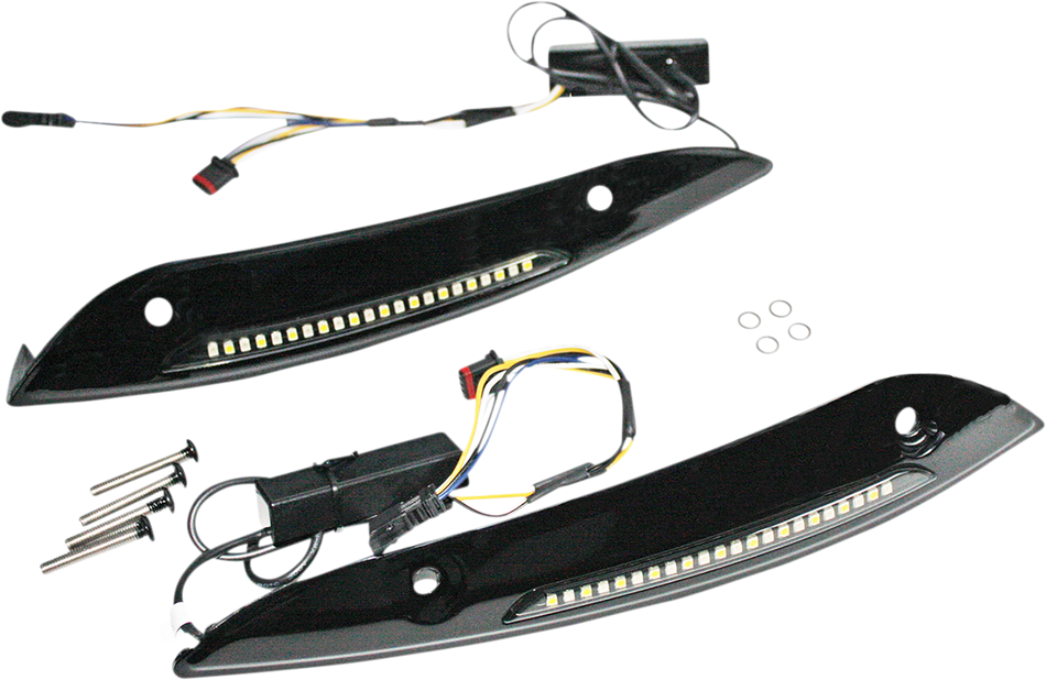 CUSTOM DYNAMICS Windshield Trim - Sequential Turn Signal - Black CD-RG-SWT-AW2-B