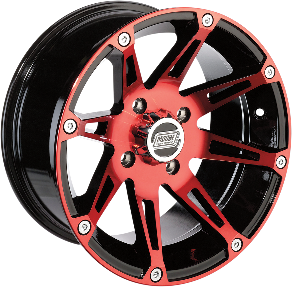 MOOSE UTILITY Wheel - 387X - Front - Anodized Red/Black - 12x7 - 4/110 - 4+3 387ML127110BWR4