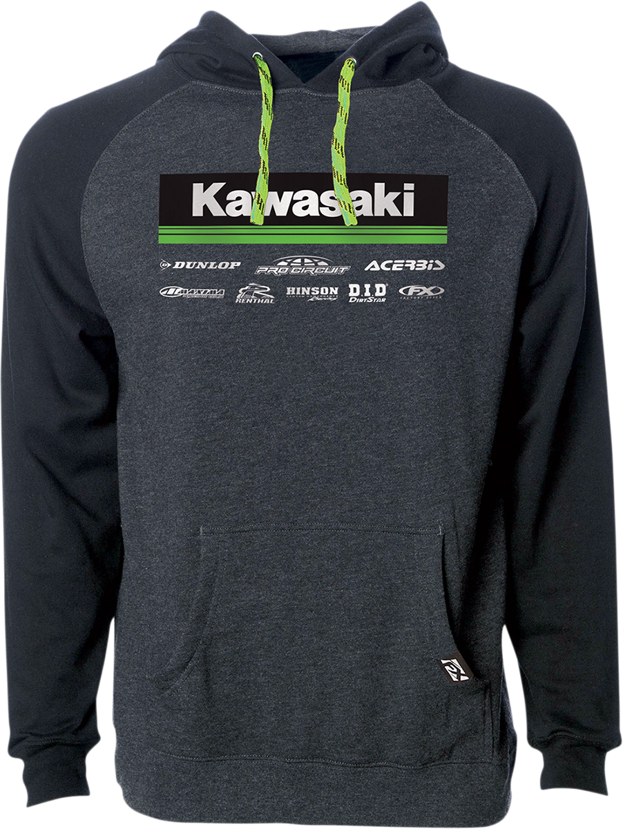 FACTORY EFFEX Kawasaki 21 Racewear Hoodie - Charcoal/Black - Large 24-88124