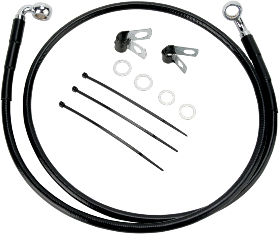 DRAG SPECIALTIES Brake Line - Front - Black - +8"- FXDL '01-'05 640110-8BLK