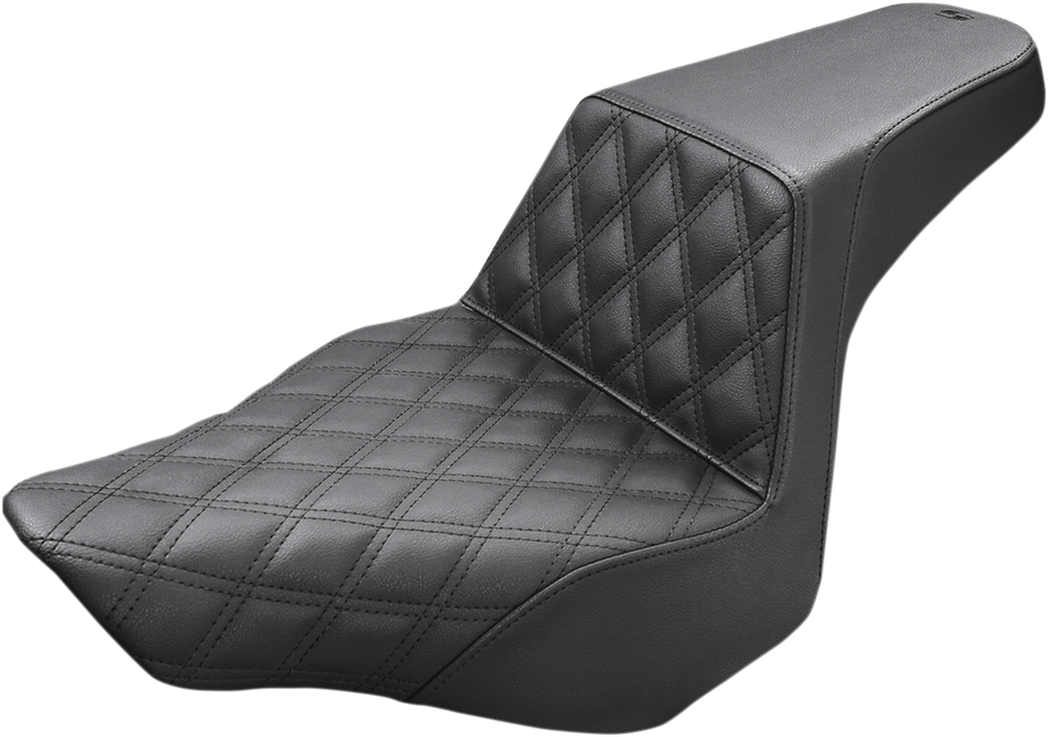 SADDLEMEN Step-Up Seat - Front Lattice Stitch - Black - FXSB 813-27-172