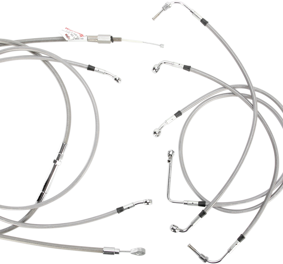 BURLY BRAND Handlebar Cable/Brake Line Kit - Complete - 15" Ape Hanger Handlebars - Stainless Steel B30-1104