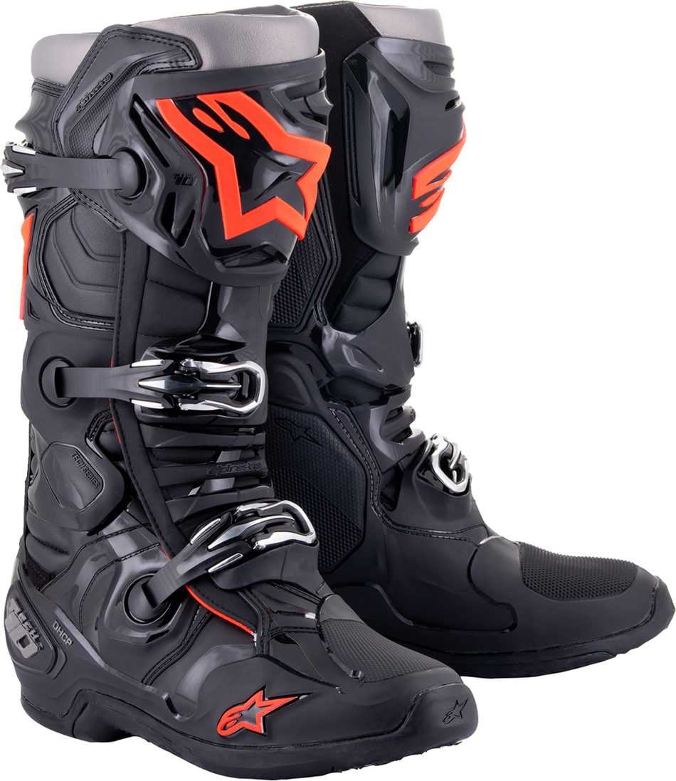 Botas ALPINESTARS Tech 10 - Negro/Rojo Fluorescente - US 7 2010020-1030-7 