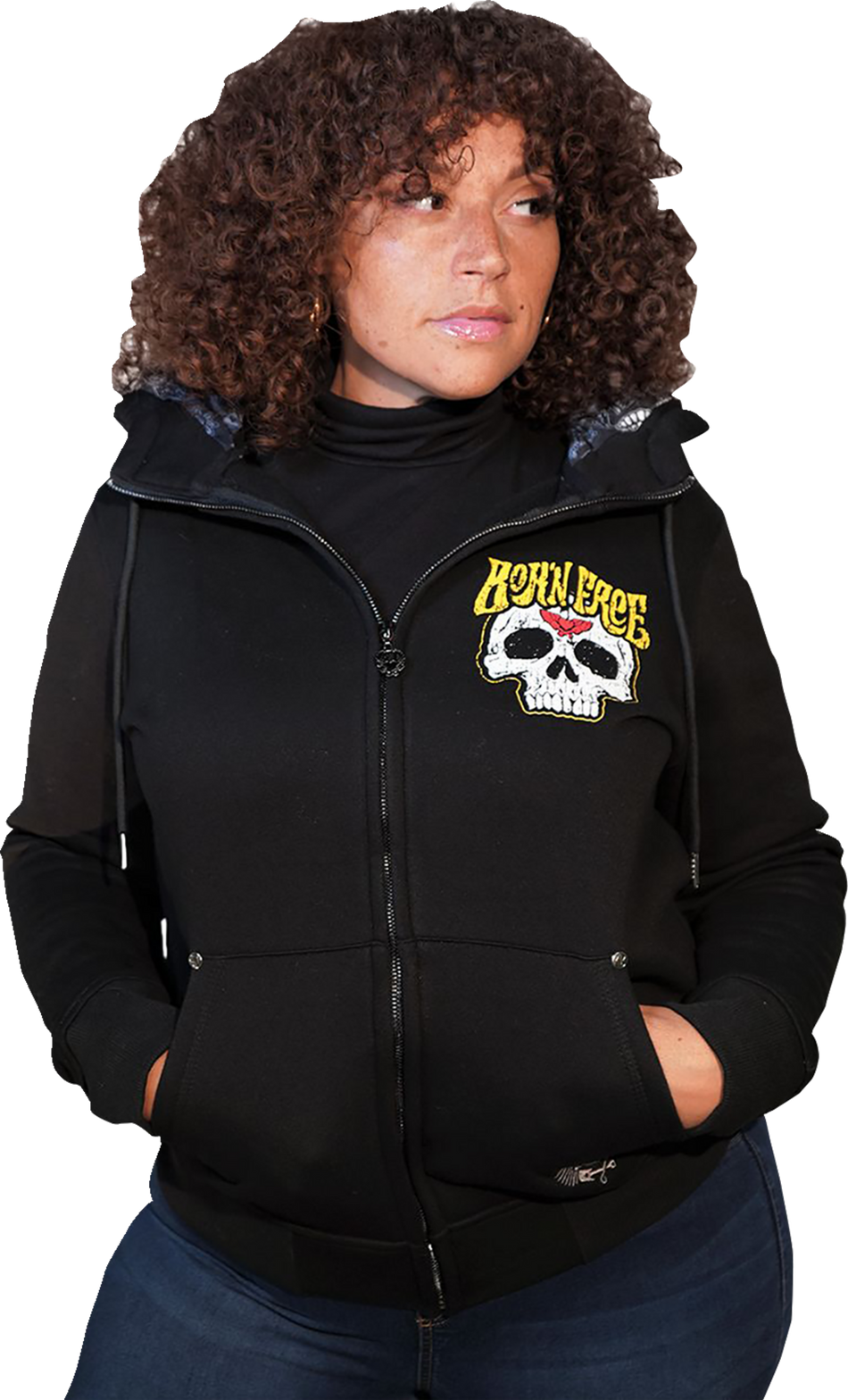 LETHAL THREAT Women's Born Free Zip Up Hoodie - Black - Small HD84072S