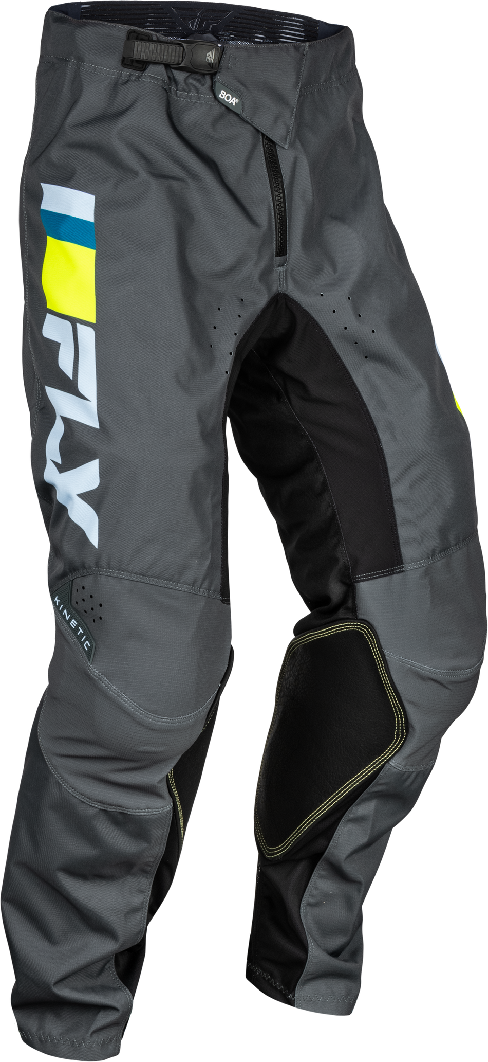 FLY RACING Youth Kinetic Prix Pants Ice Grey/Charcoal/Hi-Vis Sz 18 377-43118