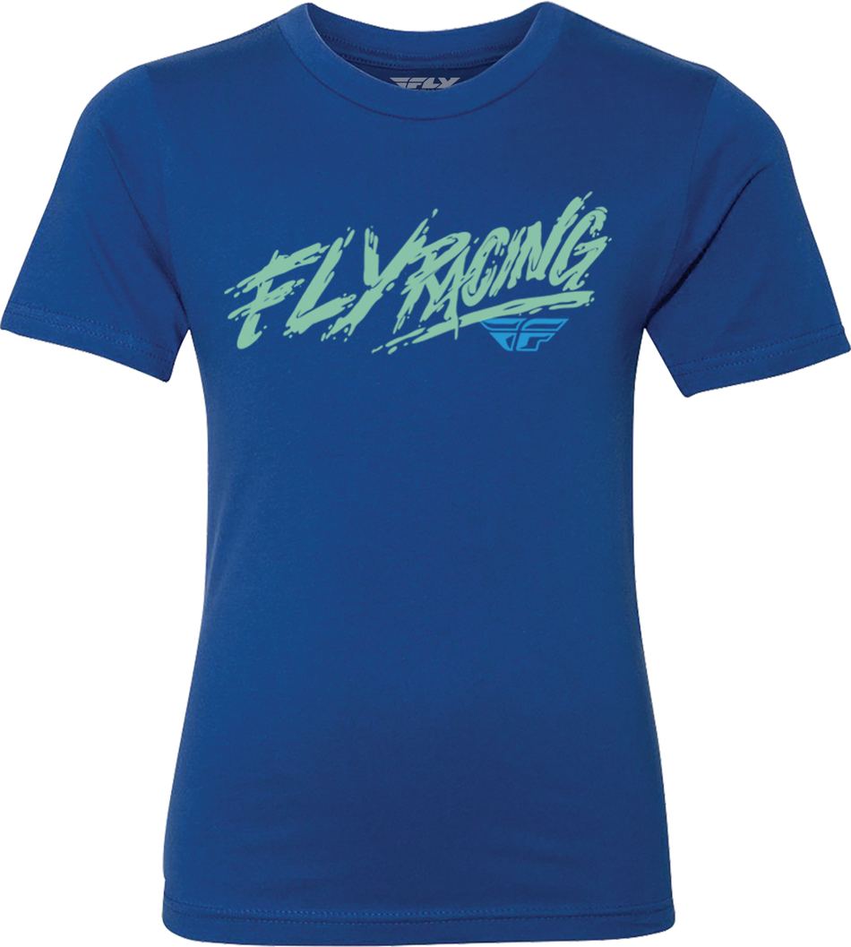 FLY RACING Youth Fly Khaos Tee Blue Ym 352-0021YM