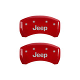MGP 4 Caliper Covers Engraved Front & Rear JEEP Red finish silver ch 42013SJEPRD
