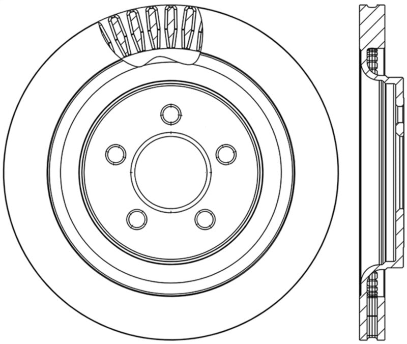 StopTech 2015 Ford Mustang GT w/ Brembo Brakes Left Rear Slotted Brake Rotor 126.61109SL