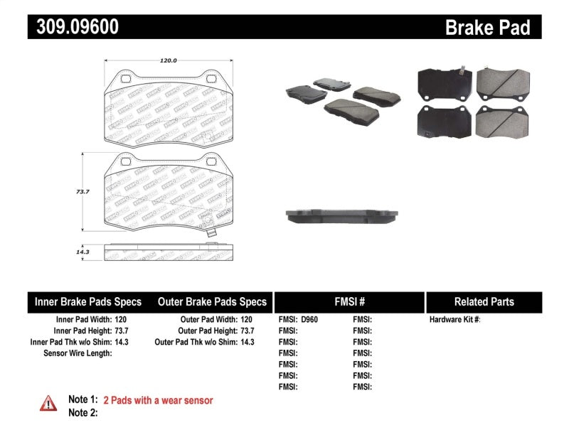 StopTech Performance 02-07 350z/G35 w/ Brembo Front Brake Pads 309.096