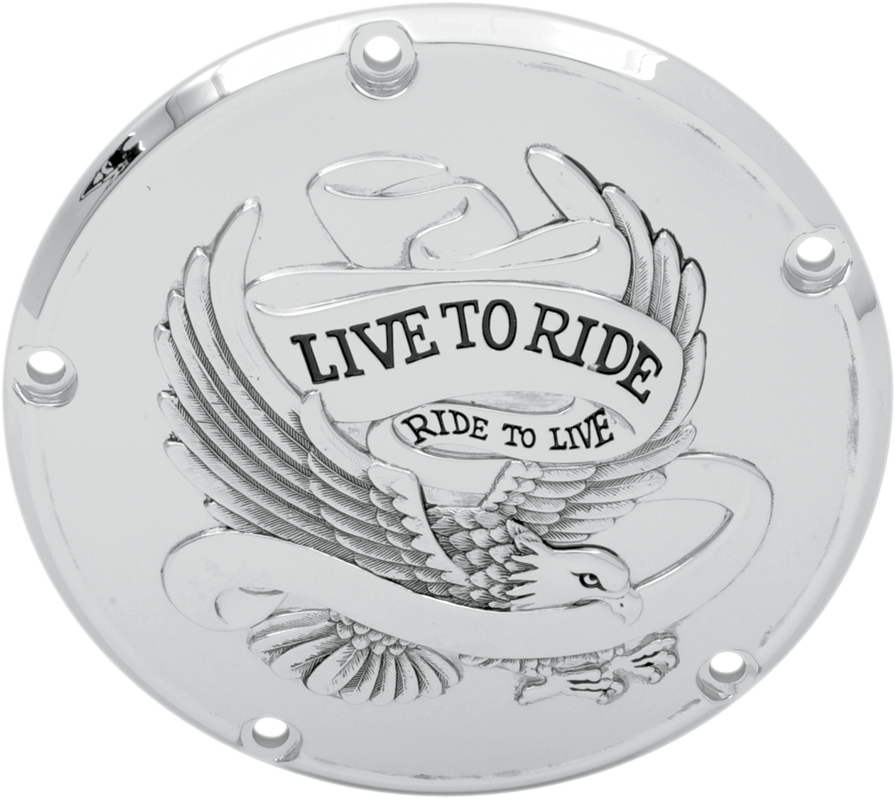 DRAG SPECIALTIES Live to Ride Derby Cover - 5-Hole - Chrome 33-0065CA