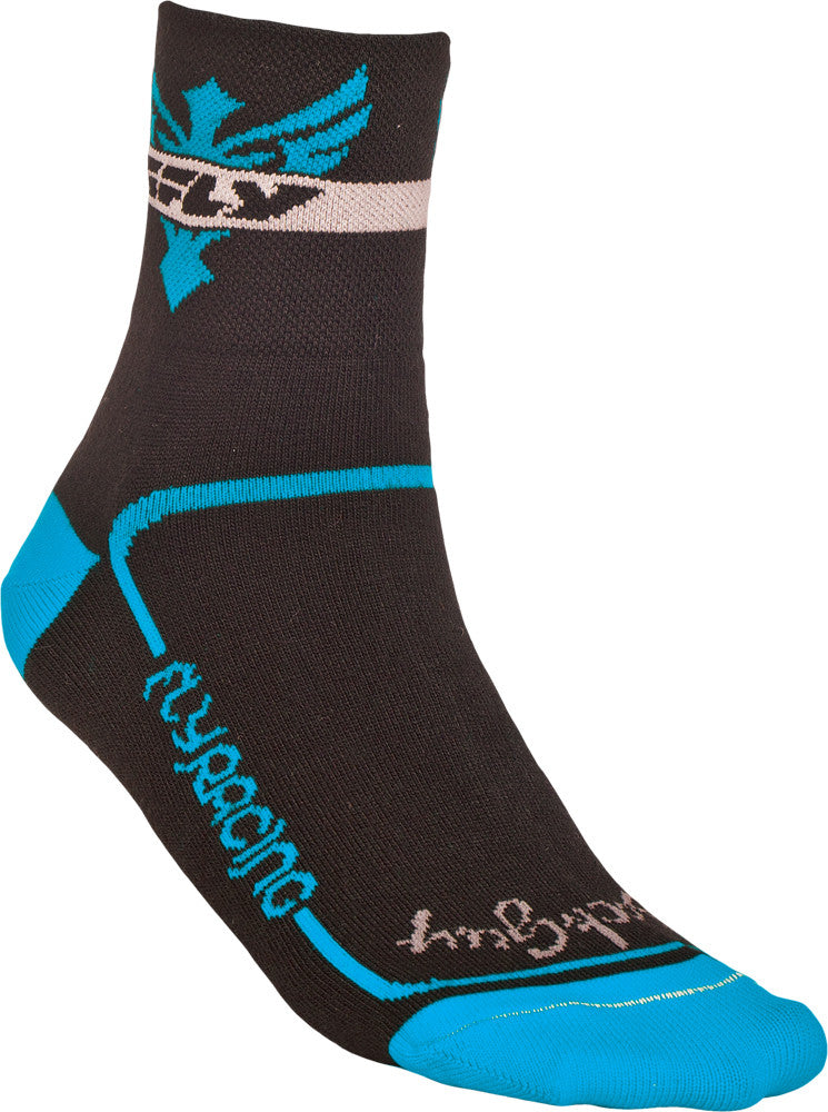 FLY RACING Action Sock Blue/Black L-X 3" CUFF BLK/TURQ L/X