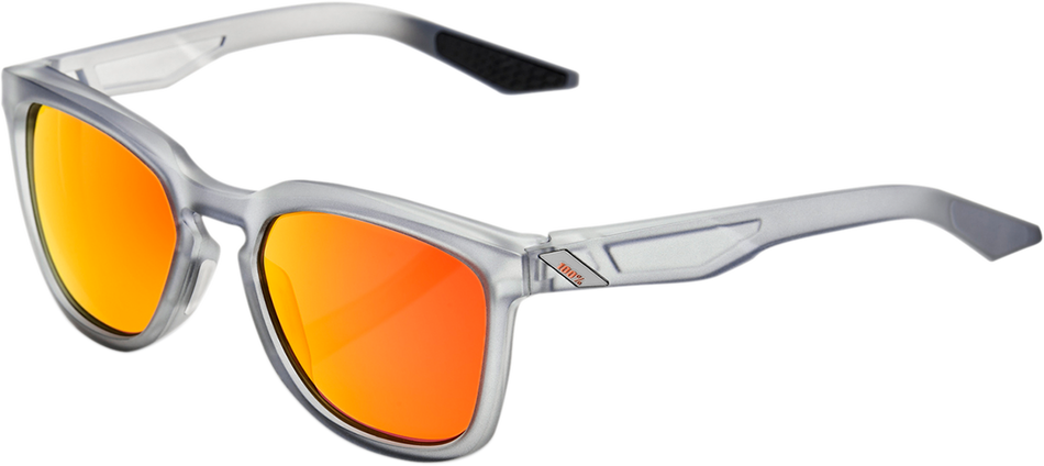 100% Hudson Sunglasses - Crystal Gray - Red Mirror 61028-255-43