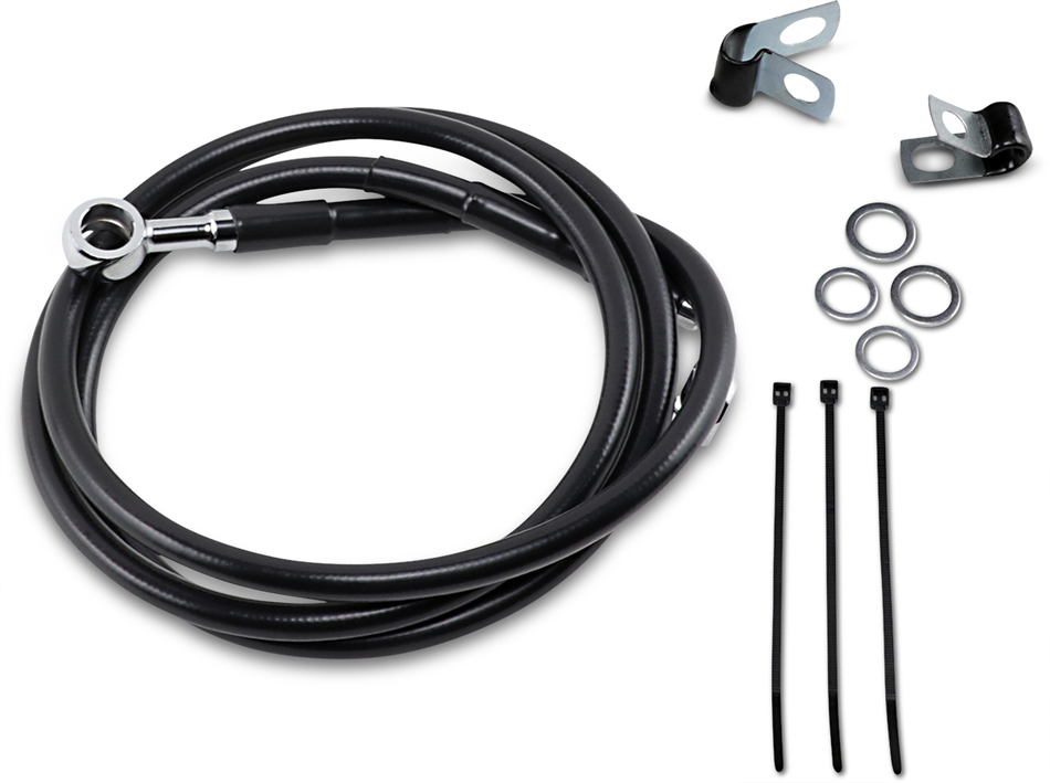 DRAG SPECIALTIES Brake Line - Front - Black - +4" 640115-4BLK