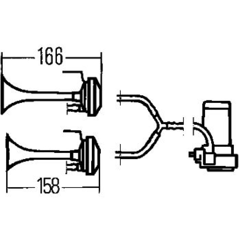 Hella Twin Trumpet Horn Kit 12V 240W 795-800Hz 118dB LA003001651