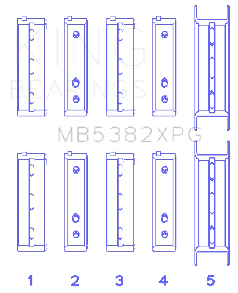King Subaru EJ20/EJ22/EJ25 (For Thrust in #5 Position) 0.5 Oversized Tri-Metal Perf Main Bearing Set GMB5382XPG0.5