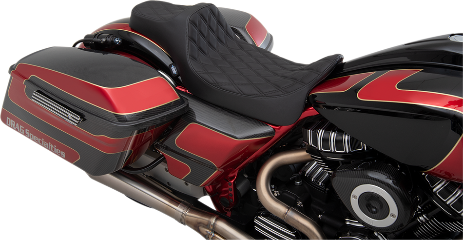 DRAG SPECIALTIES Predator III Seat - Extended - Double Diamond - Vinyl - FL '08-'22 0801-1260