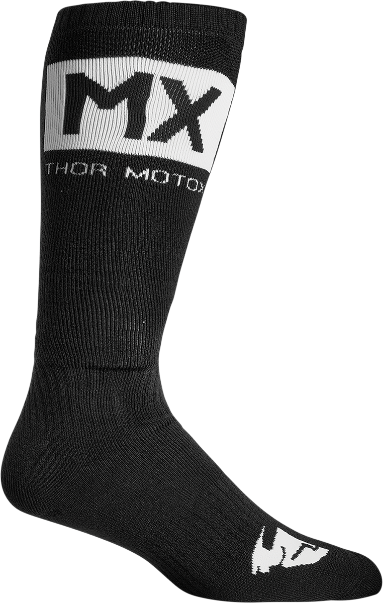 THOR MX Solid Socks - Black/White - Size 6-9 3431-0675