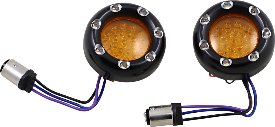 ARLEN NESS LED Light Kit for Factory Turn Signal Housing - Amber/White - Black 12-759