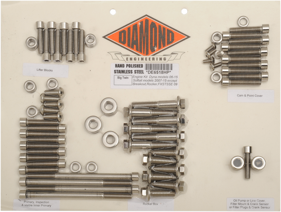 DIAMOND ENGINEERING Bolt Kit - Engine - Softail DE6518H